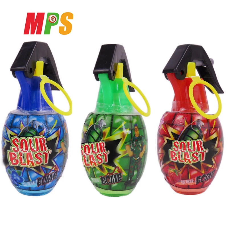 Factory Direct Sale Liquid Candy Fruit Flavor Sour Colorful Bomb Grenade Shaped Spray Candy (1600690276813)