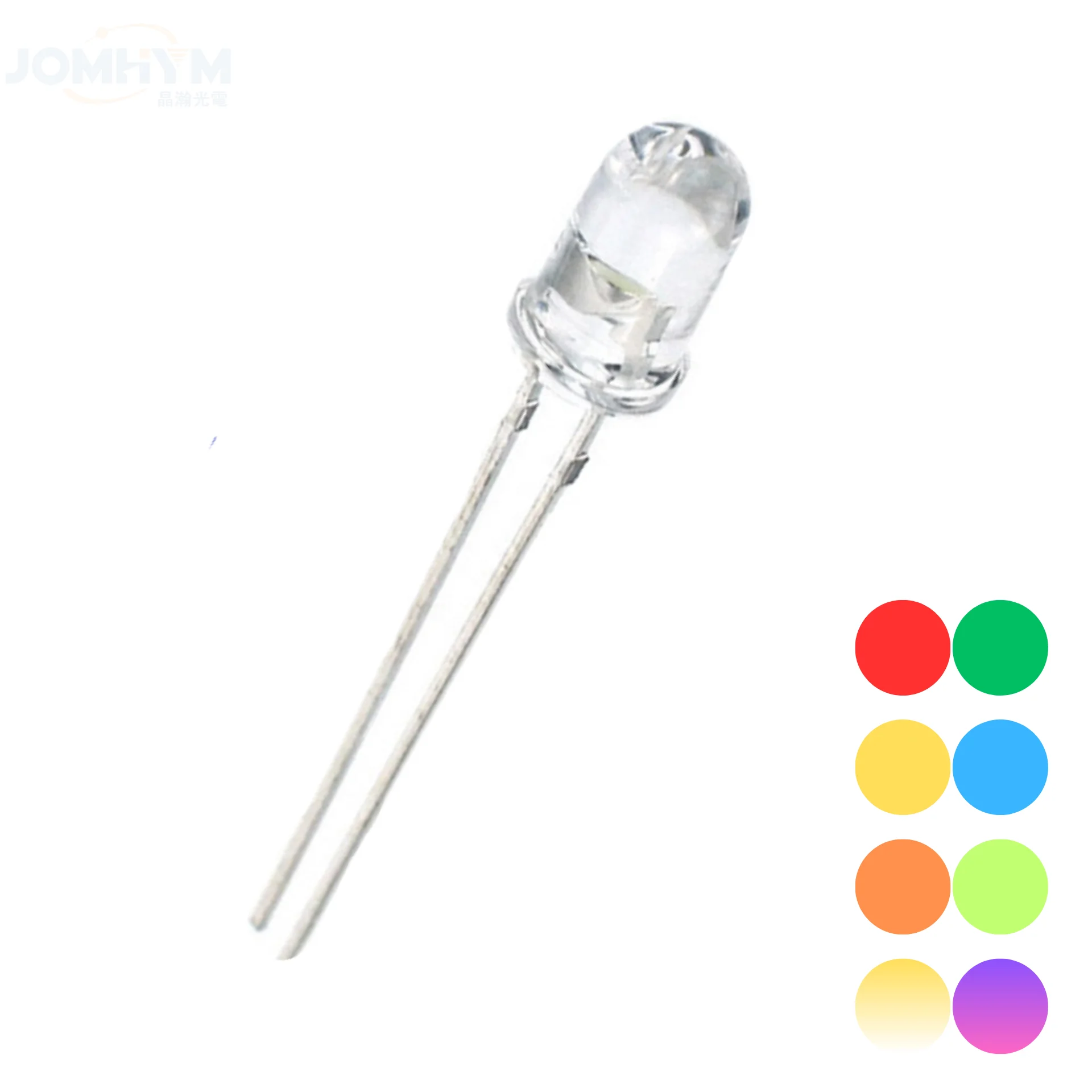 JOMHYM Super Bright Water Clear Red Green Yellow Amber Orange F5 5mm Through Hole DIP Lamp LED Diodes for Traffic Light