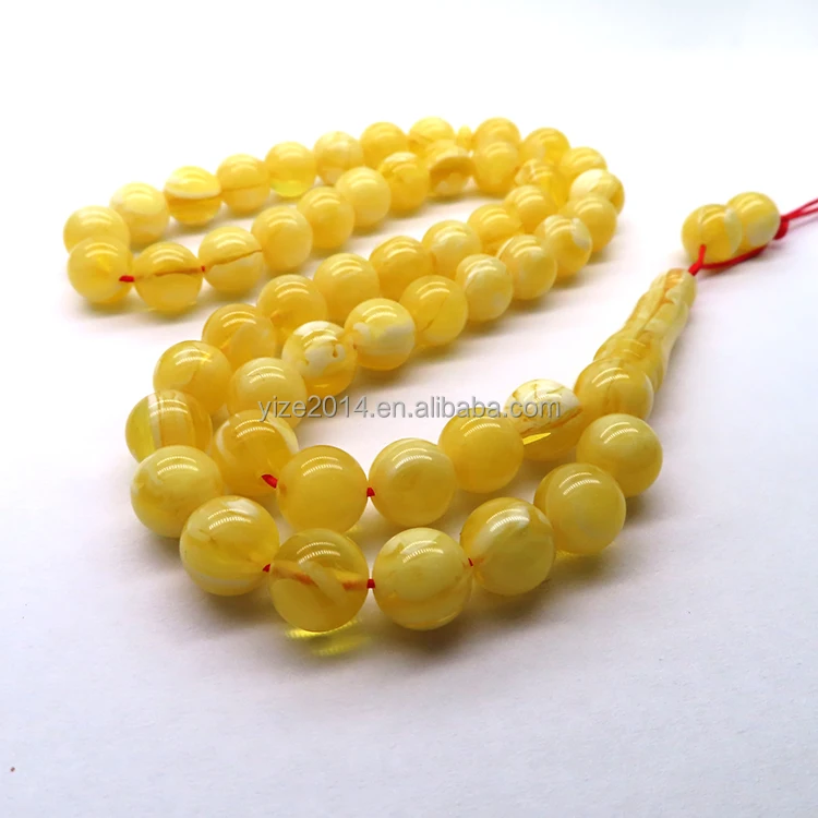 Handmade Bracelet Jewelry Yellow Resin Amber Red Thread String Bracelets Islamic rosary Muslim sibha resin rosary