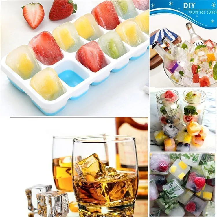 Ice Cube Trays Silicone Easy-Release and 14-Ice Trays with Spill-Resistant Removable Lid T1466