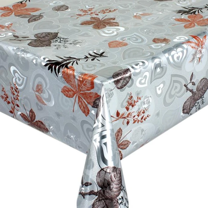 2020 Shining printed Gold & Sliver pvc table cloth for waterproof and oilproof new design 7-517