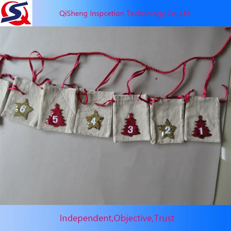 Рождественский мешок визуальной инспекции в Китае услуга проведения инспекций продукции контроля качества обслуживания медицинском институте Чжэцзянского контроль