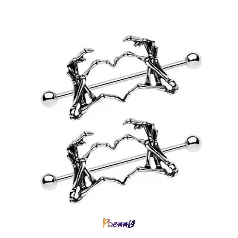 POENNIS Wholesale Nipple Body Piercing Jewelry Cool Skull Palm Nipple Rings For Women Girls
