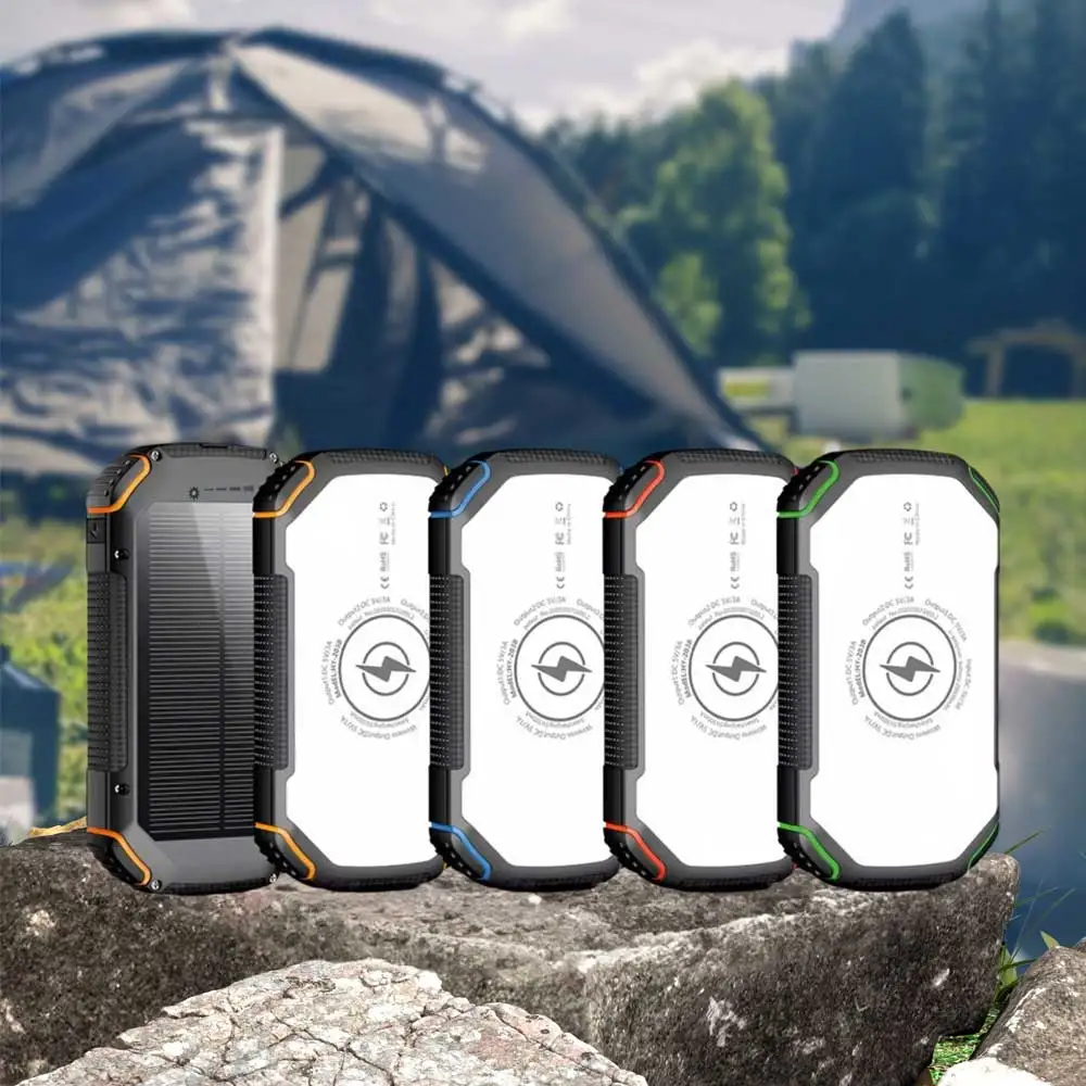 OSWELL Top Sell New Style Ipx6 Waterproof 20000mah Wireless Solar Charging Power Bank For Cell Portable Solar Power Bank