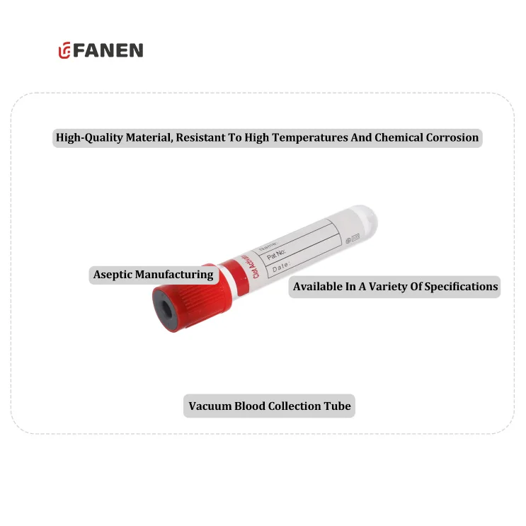 Fanen 5ml Glass Blood Collection Tube Vacutainer With Red Lid 13*100
