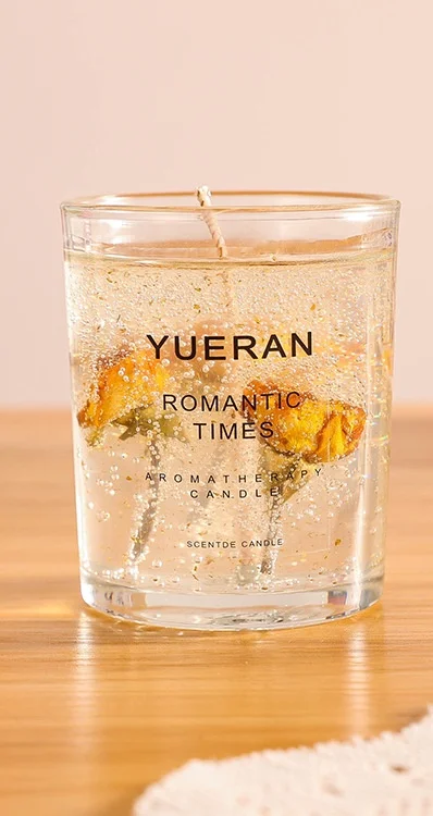 Christmas Home Decoration Clear Transparent Soy Gel Wax Candles Glass Cup Aromatherapy Scented Candles