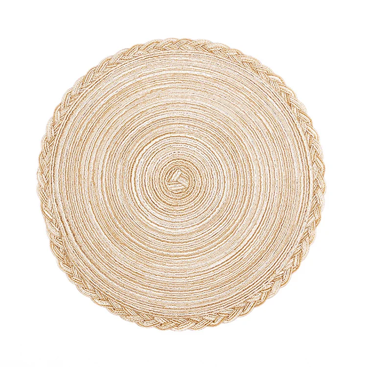 Modern Nordic Washable Hand Woven Ramie Cotton Round Heat Resistant Non-slip Placemats For Dining Table