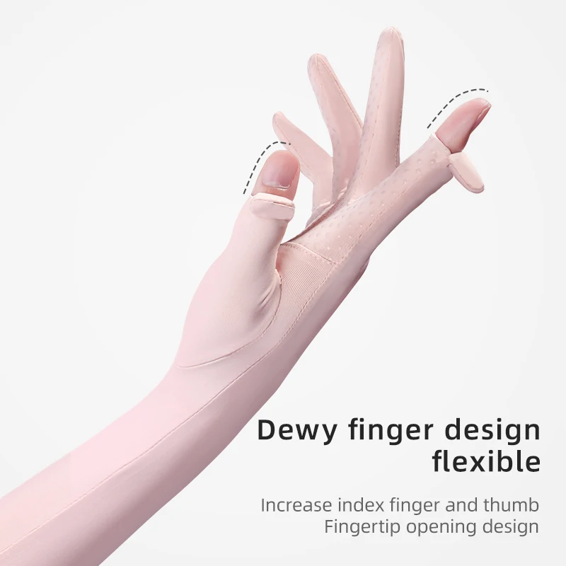GOLOVEJOY XG49 Summer Ice Silk Half Fingers Gloves Women Breathable Fingerless Gloves Outdoor Driving Glove Sunscreen Mittens