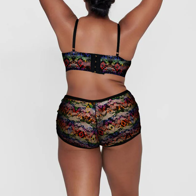 Brazil Girl 38 Size Boobs Printed Female Underwear Panties Combo Breathable Push Up Underwire Women Plus Size Bra Briefs Sets