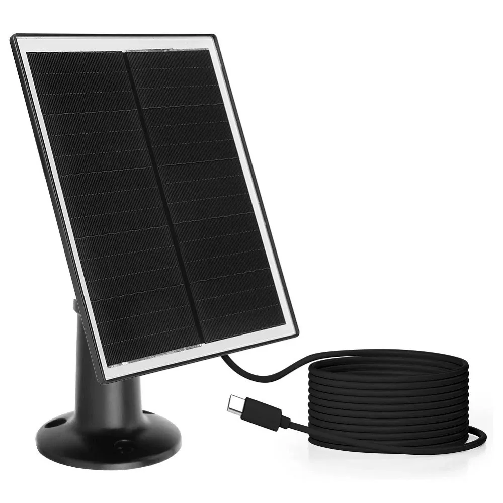 6W USB-C Port Solar Rechargeable Battery Powered for Doorbell Surveillance CCTV Camera System