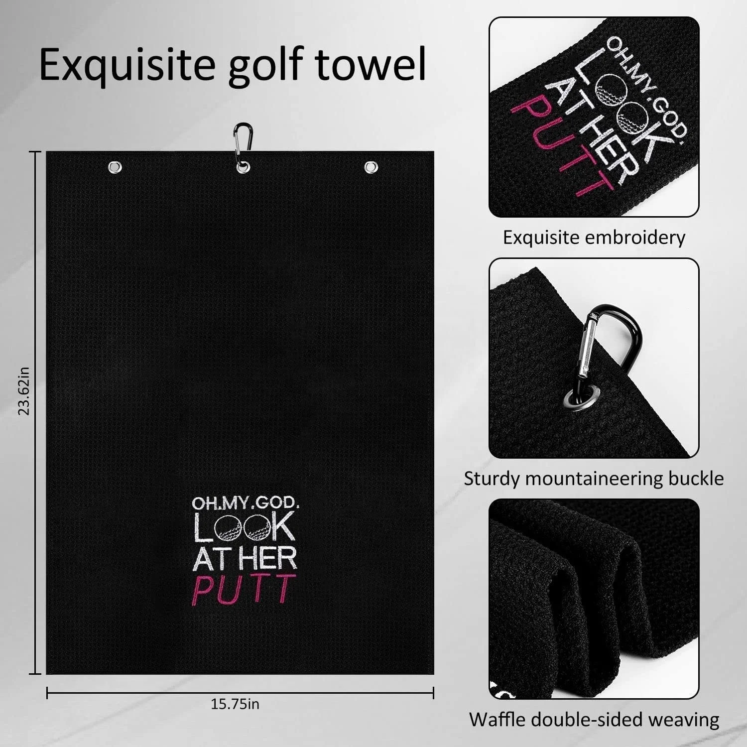 sublimation accessories golf ball cleaning towel customized magnetic logo custom golf towel microfiber waffle with brush