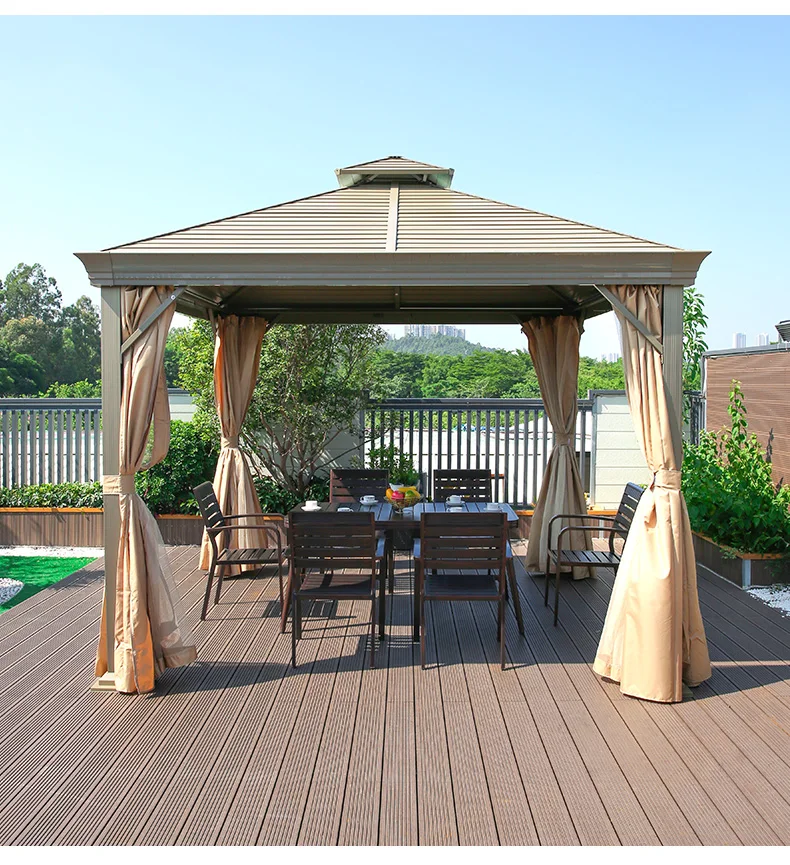 Luxury Outdoor Camping Pavilion Garden Furniture Aluminium Gazebo Tent With Double Hardtop 3.65*3.65M