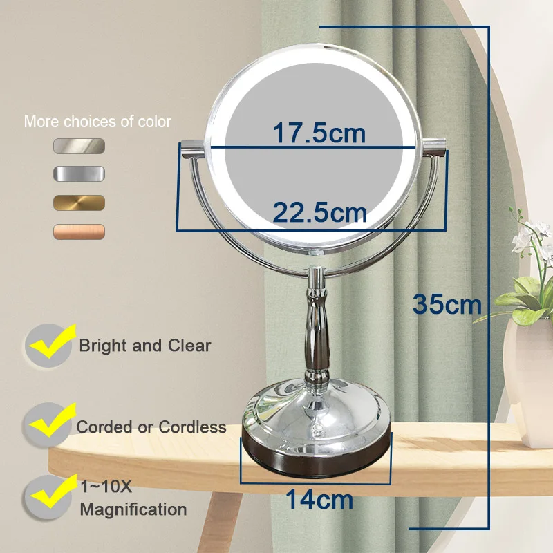 Top seller  Portable Rechargeable Magnifying mirror Lighted vanity mirror with adjustable dimmable Led Light