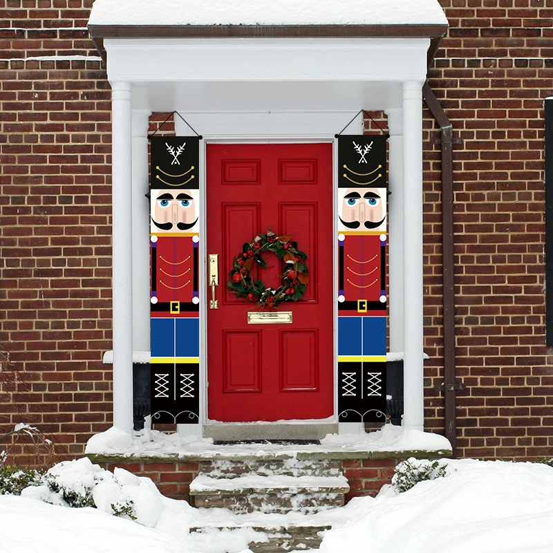 Custom design Christmas home decoration holiday line outdoor couplet hanging flag banner couplet