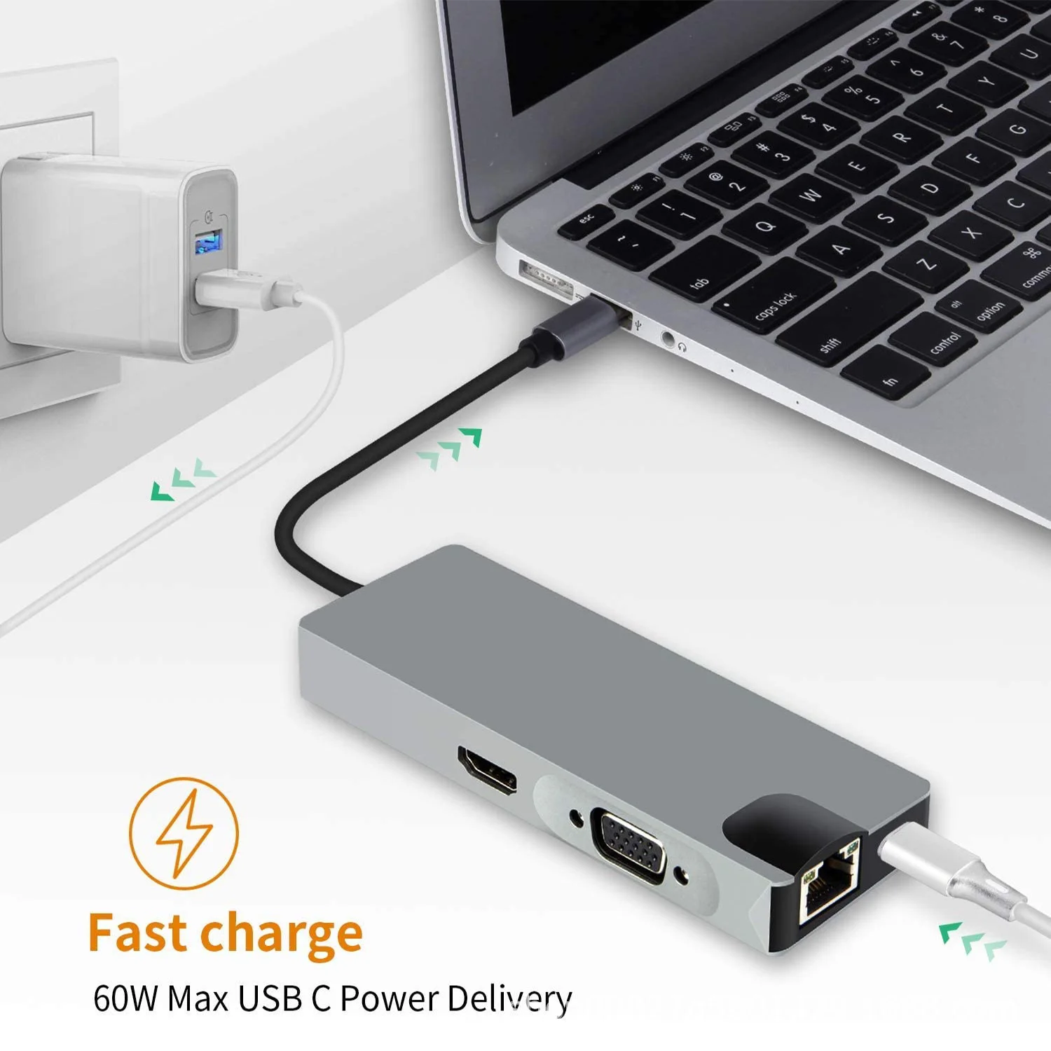 8-in-1 USB C Docking Station Type-C To Hdtv Vga SD Card Reader 100M Gigabit Network Card Multifunction USB 3.0 Usb hub Adapter