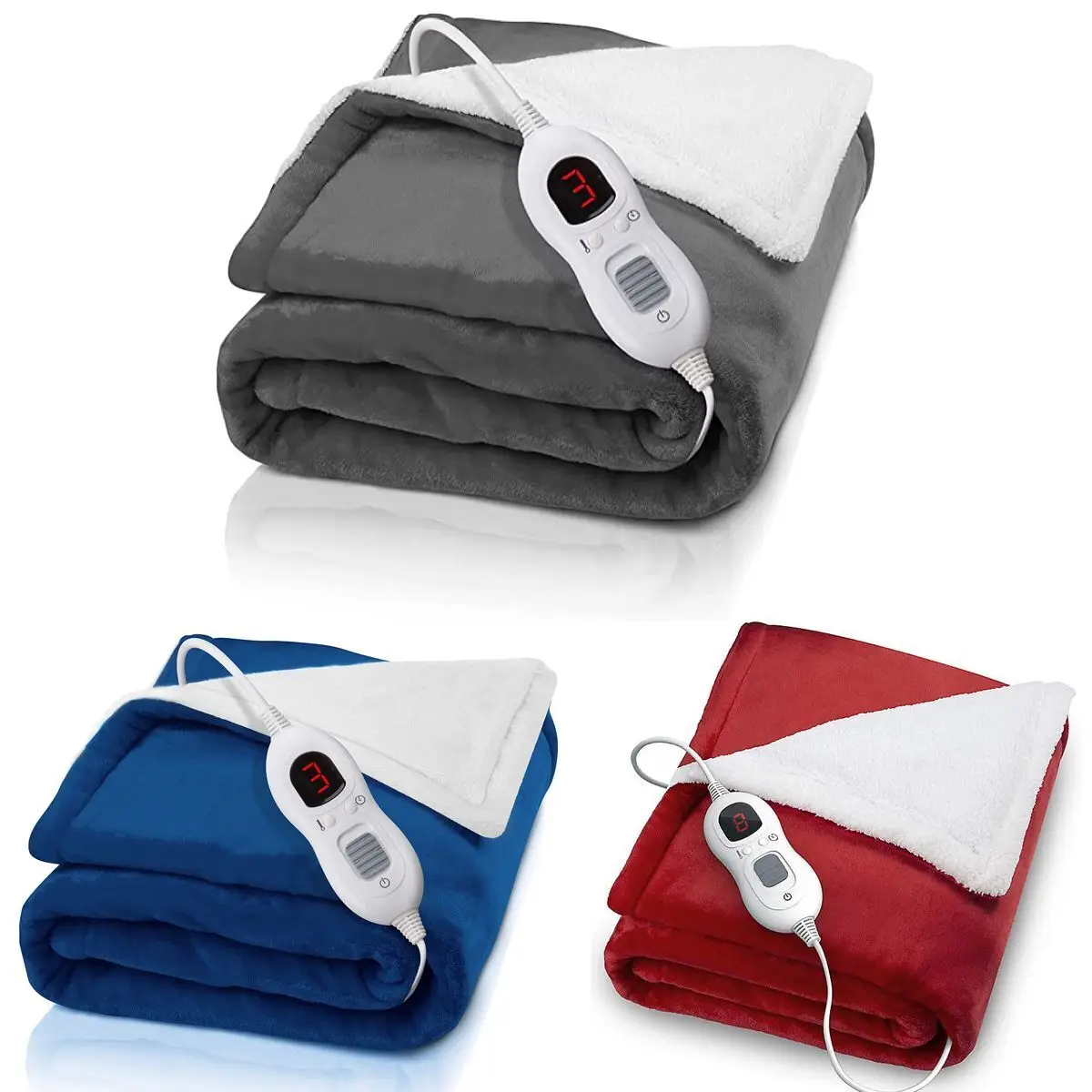 China twin queen king Flannel fur chunky warm designer quilted fleece Sherpa Electric Throw Heating Heated bed mattress blanket