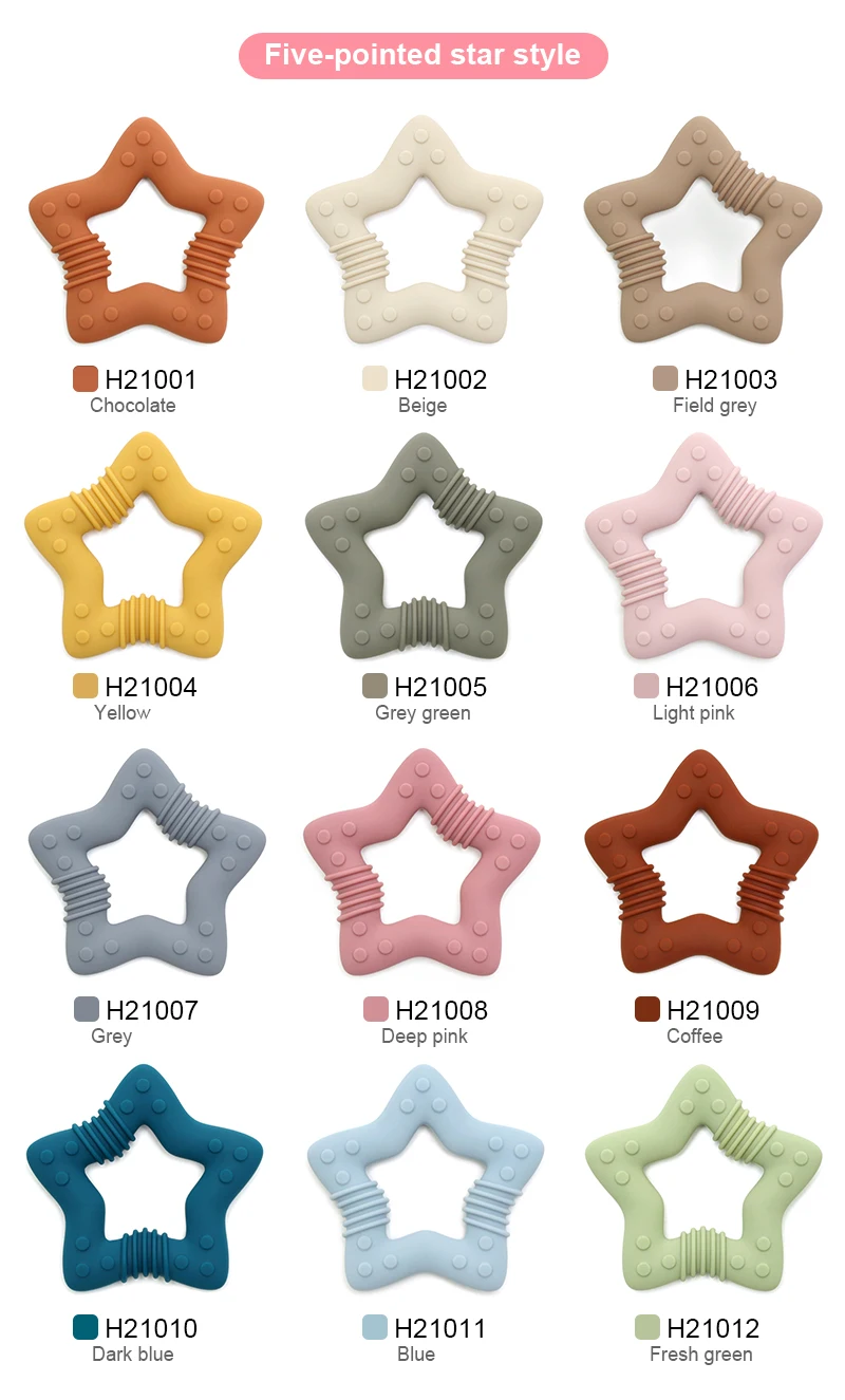 new Baby gift Star style100%food Grade silicone baby teething toy bpa free silicone teether sensory toys baby teether