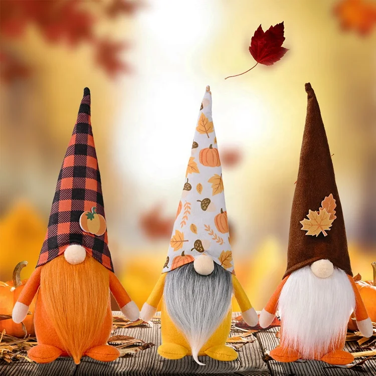 Autumn thanksgiving day gift plush handmade harvest festival faceless coffee gnome