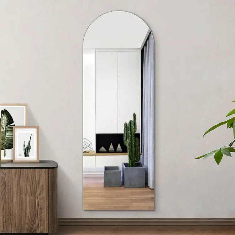 Gold Aluminum Metal Framed Full Size Length Body Wall Dressing Room Standing Floor Mirror