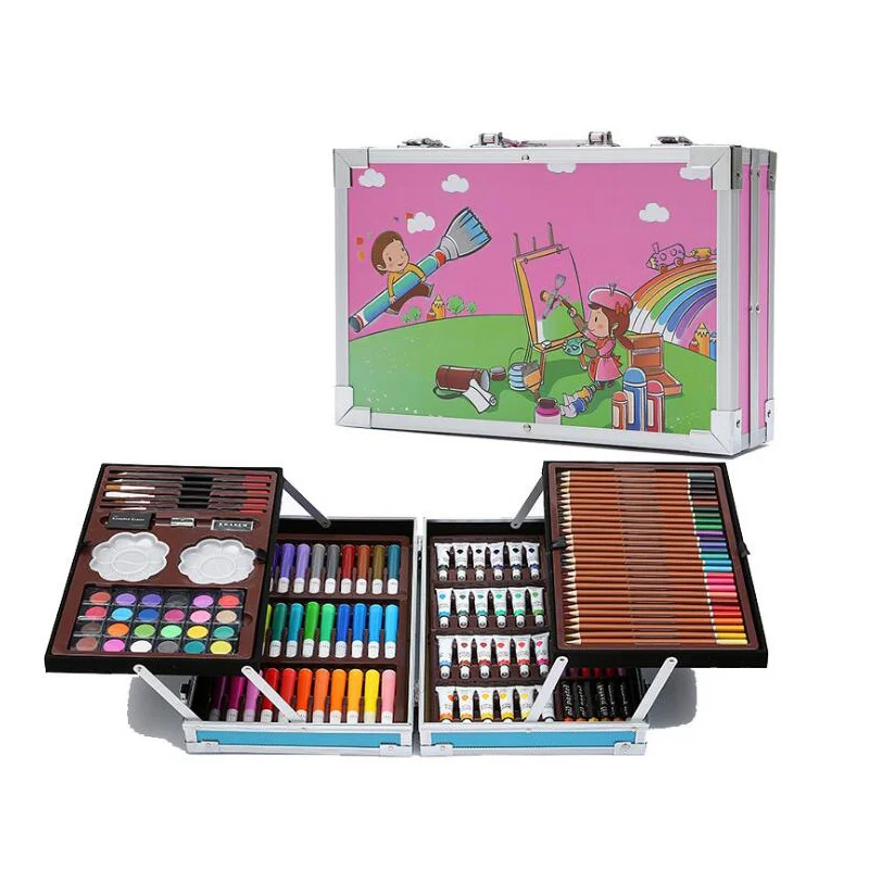 145 Pcs Painting Tools Set Portable Markers Color Pencil Kids Gift School Children Student Cartoon Stationery