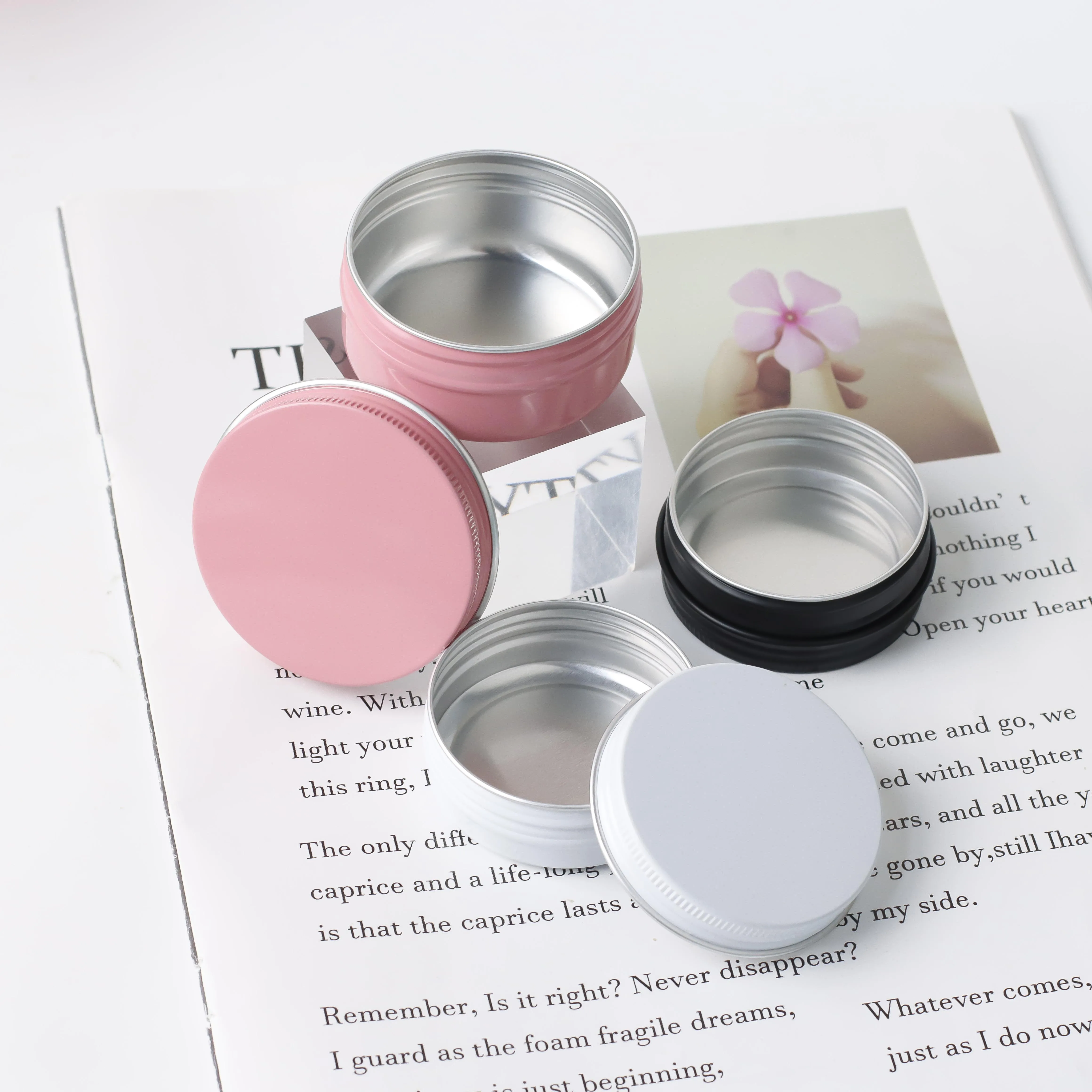 Custom color travel round shape aluminum lip balm jar solid shampoo soap bar tin