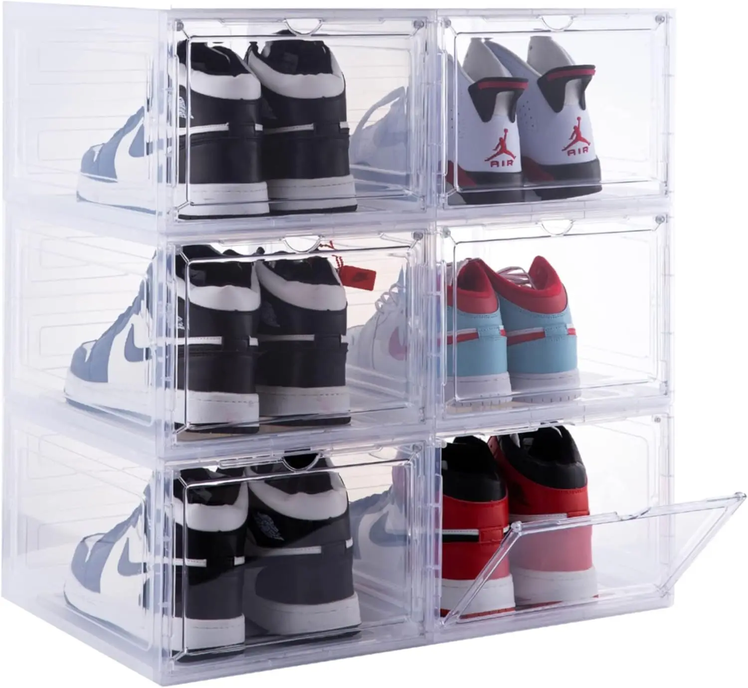 Sturdy Under Bed Shoe Storage Organizers 2 Pack, Fit Total 24 Pairs, Large Underbed Closet Shoes Box Container Bag with Clear