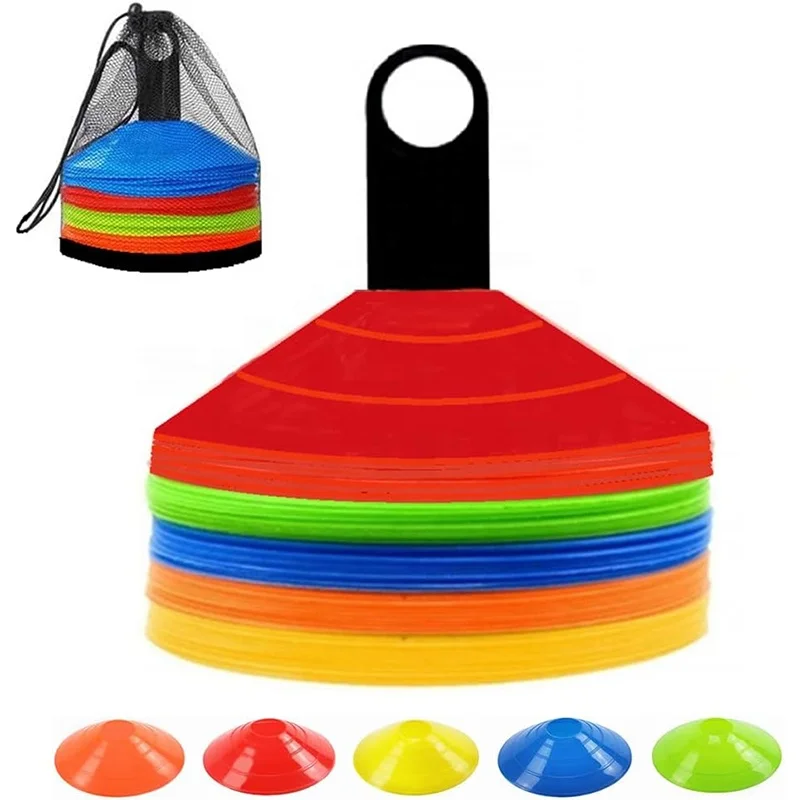 Training Marker Multi Color Soccer Cones Football Disc Cone with Plastic Holder - Perfect for Roller Skating, Hockey