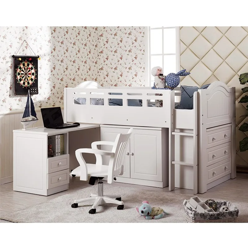 2022 Hot Selling Kids Princess Bed Kids Bunk Beds Children Beds with Storage ladder cabinet