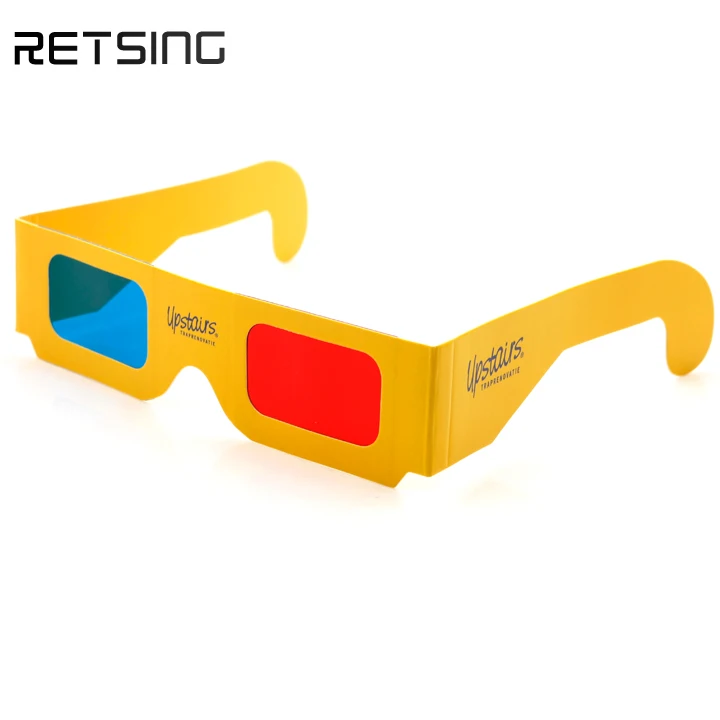 Customized Printing Red Cyan Anaglyph 3D Paper Eye Glasses Red Blue 3D Cardboard Glasses