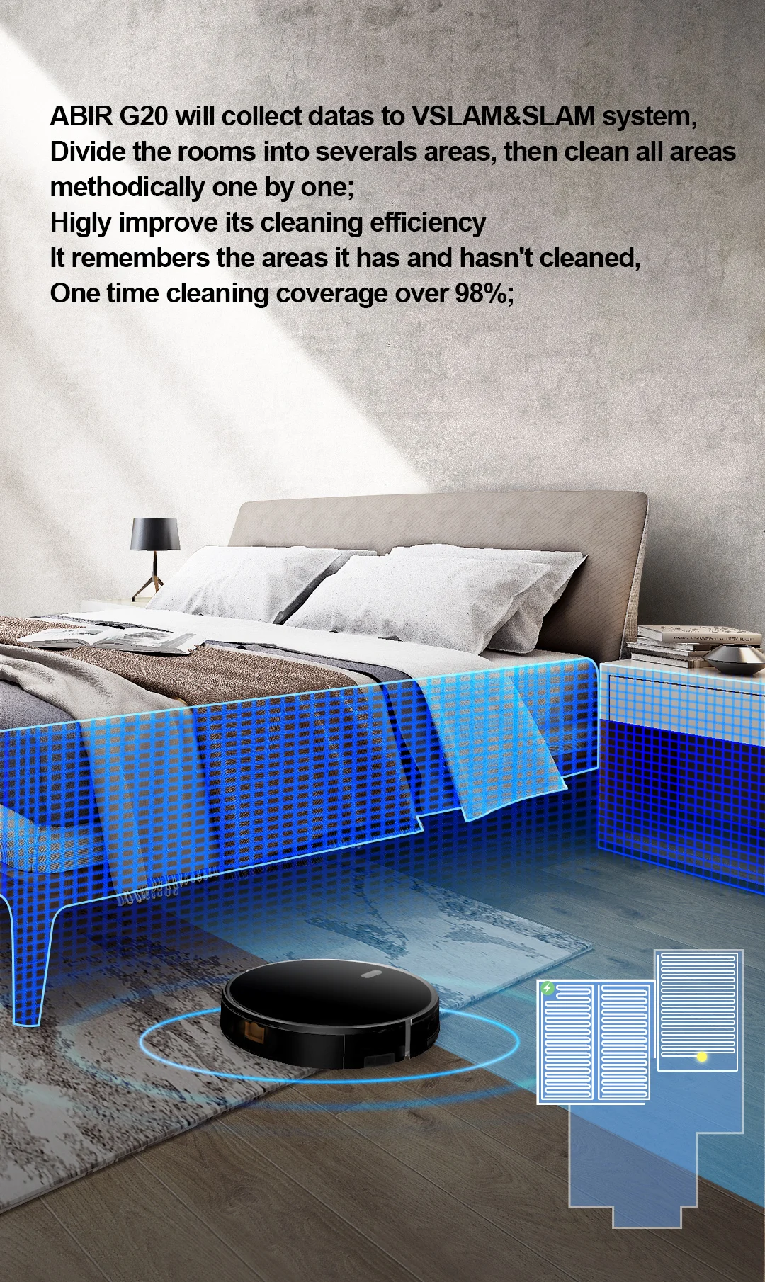 Self Charge Vacuum Robot Cleaner WiFi App Control Smart Sweep Robot Vacuum Cleaner with Mopping ABIR G30