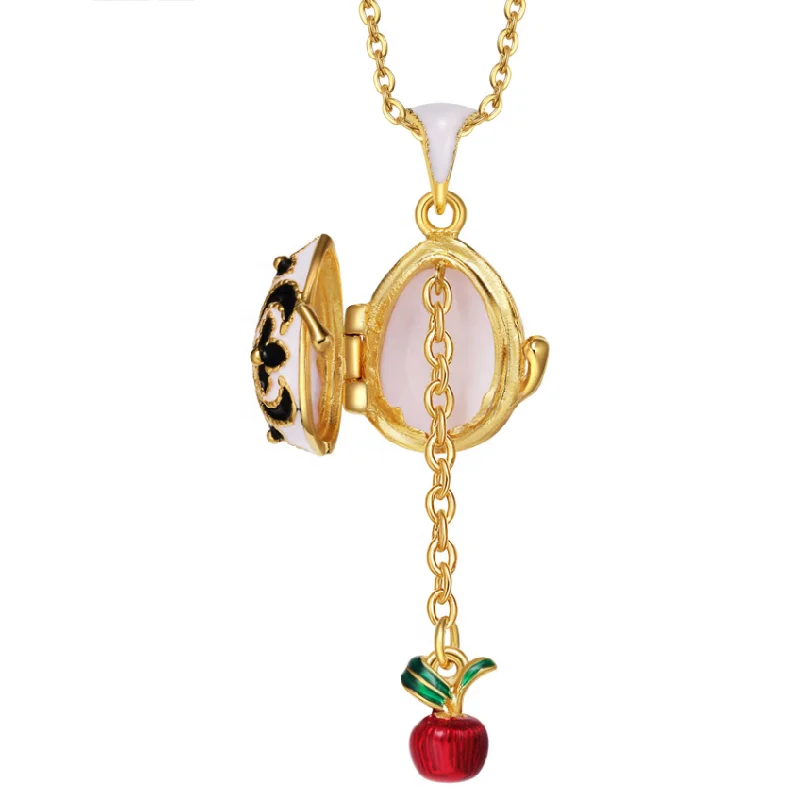 classic  clover Enamel brass faberge egg pendant charms for christmas  Easter  gift