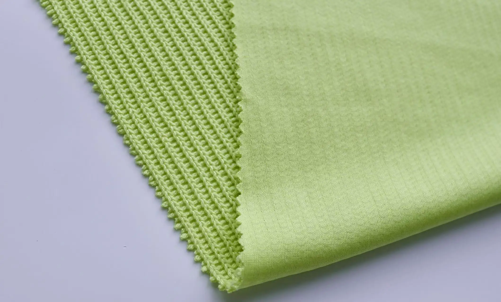 Hot Sale Green Slub Knit Knitted Jacquard for Sweater Striped Fabric Top Clothing Cardigan Scarf Skirt Fabric