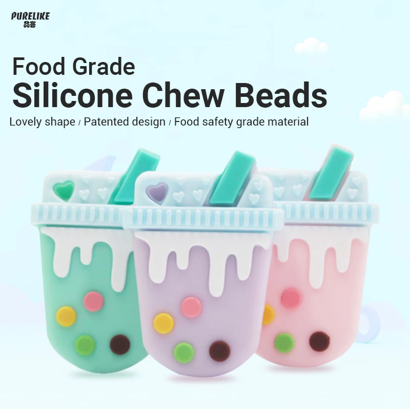 Bpa Free custom printing cup shape food grade baby teether loose silicon teething new beads