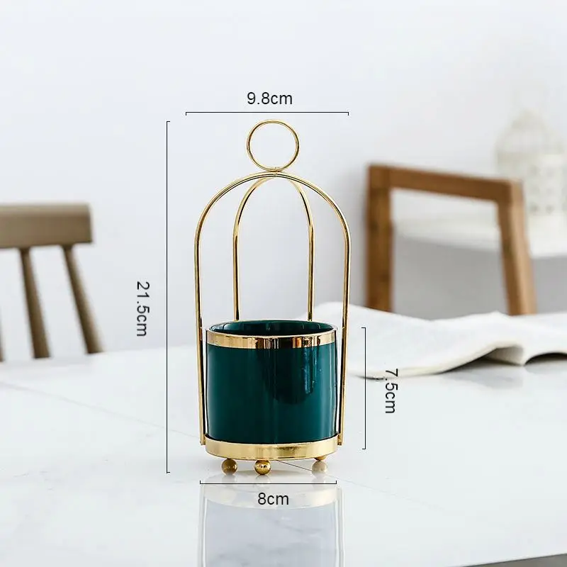 
Nordic creative iron storage pot artificial flower ceramic flower pot for home decoration 