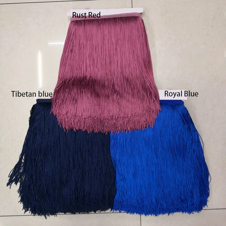 50CM Latin Tassel Trim Garment Accessories Soft Nylon Yarn Trim Fringe Long Polyester Tassel Fringe