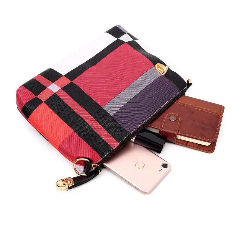 Wholesale Vintage Girl Striped Plaid Leather Ladies Bag 3-Piece Tote Bag Women Handbag Set