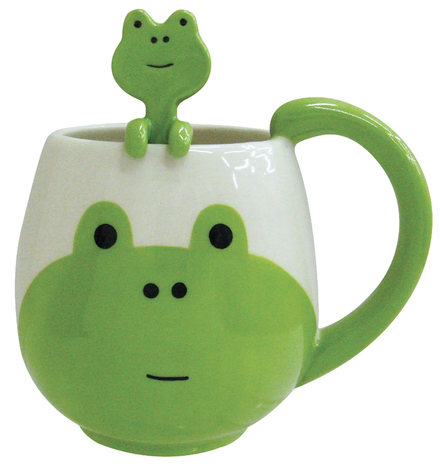 12OZ Ceramic Morning Milk Cup Cute Frog Coffee Mug with Spoon