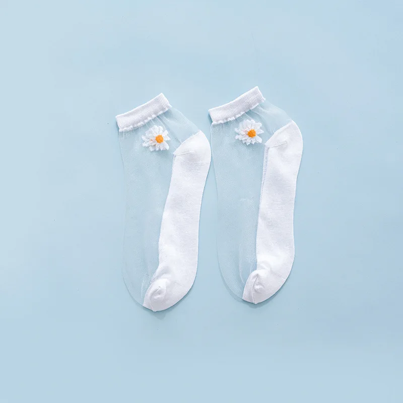 Custom Design Sheer Ankle Crew Socks Fashion Lovely Thin Colorful Transparent Socks For Girl
