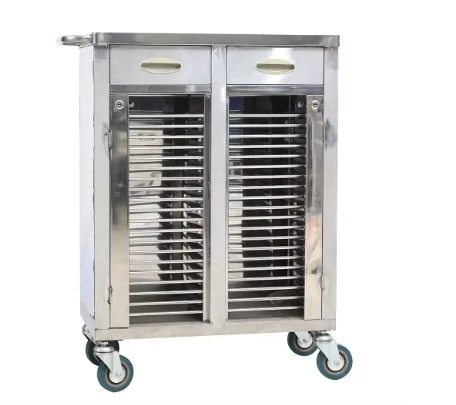 High quality hospital clinic can move 25 grid /50 grid patient car stainless steel single and double row hospital trolley
