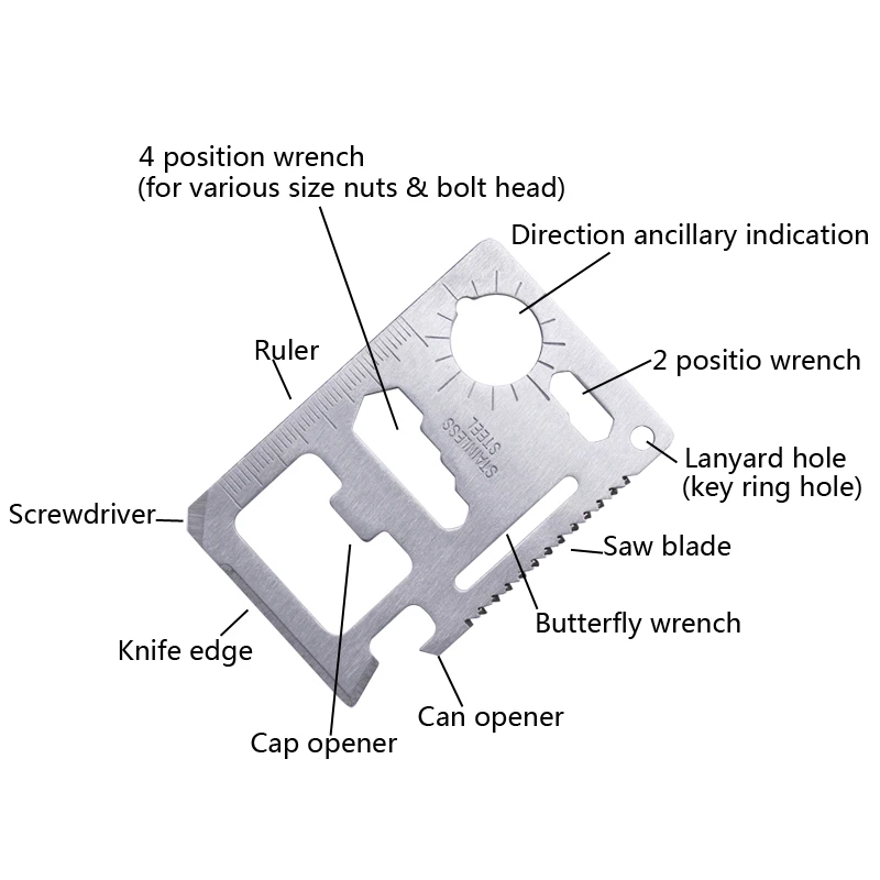 
Multi-function Lifesaving Accessories 11 in 1 Saber Card Camping Survival Tool 