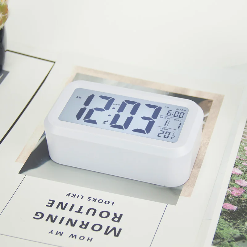 EMAF Smart LCD Digital Table Clocks Room Decoration Items Desktop Clock Decor Households Thermometers Desk Alarm Clock for Home