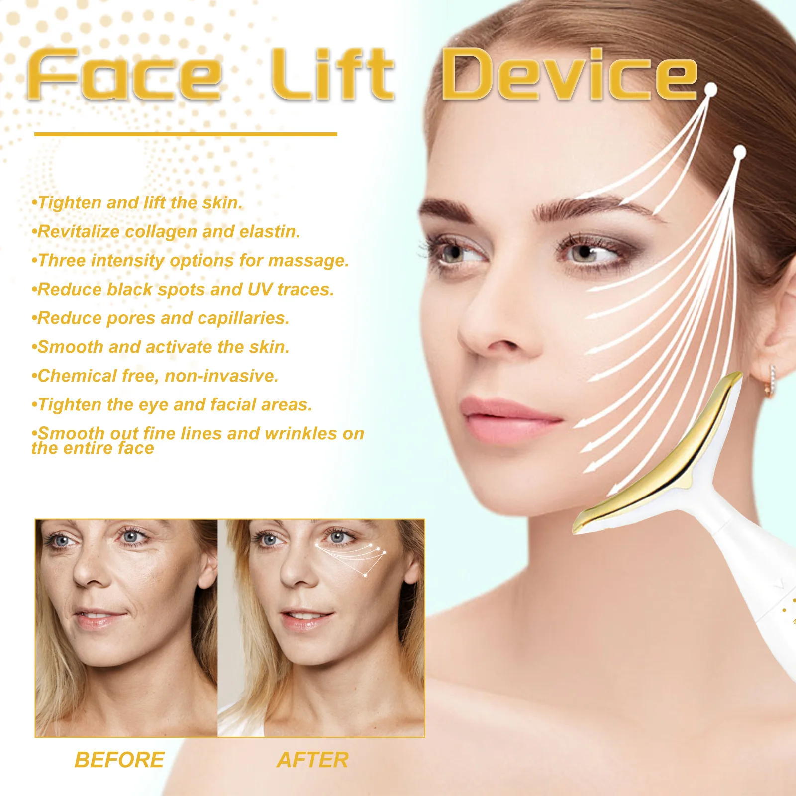 OEM Sonic Vibration Neck Beauty Device Facial Massager Fade Lines Reduce Wrinkles Double Chin Tighten Skin Face Lifting Machine