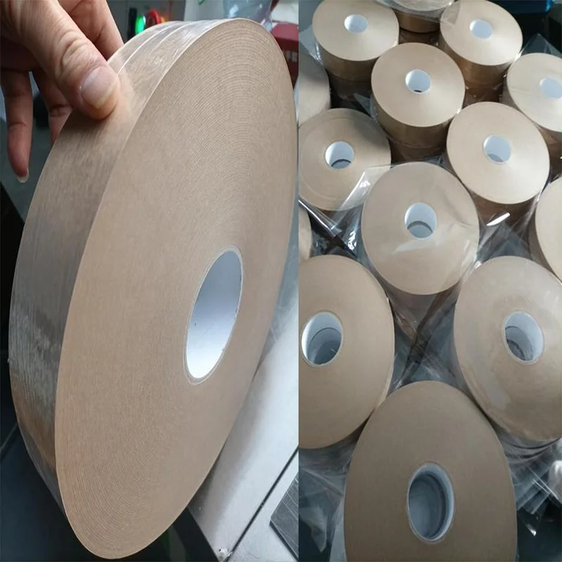 Custom Big Roll Size Self Adhesive Kraft Tape Printed logo Kraft packing Tape for Automatic Kraft Paper Tape Sealing Machine