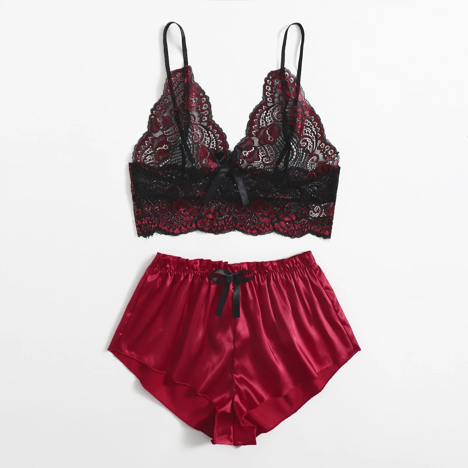 New Arrival Mature Thin Sleepwear Silk Fabric Lace Bra Underwear Set Sexy Lingerie For Hot Girl