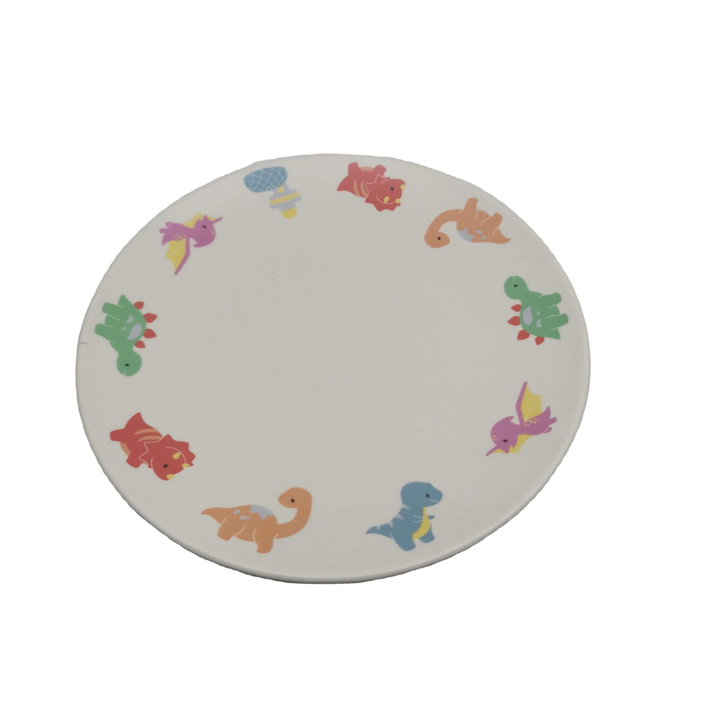 Simple Design Support dinosaur printed Customize Melamine Bamboo Fiber Plates and Dishes For boys