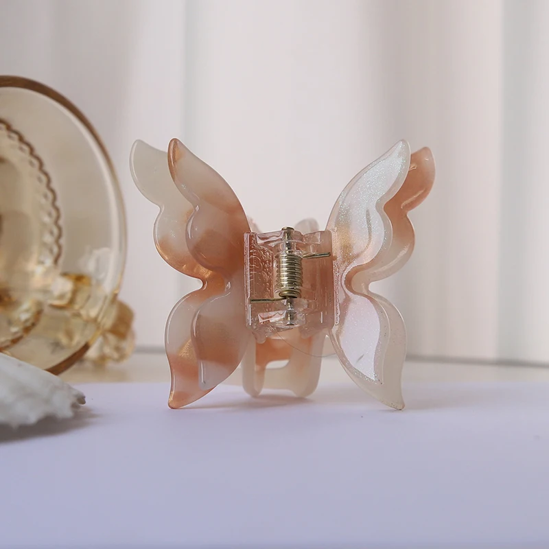 High Quality Shark Clip for Gir Vintage Acetate Clasp Clip Personalized Double Layer Butterfly Hairpin Simple Clip di squalo