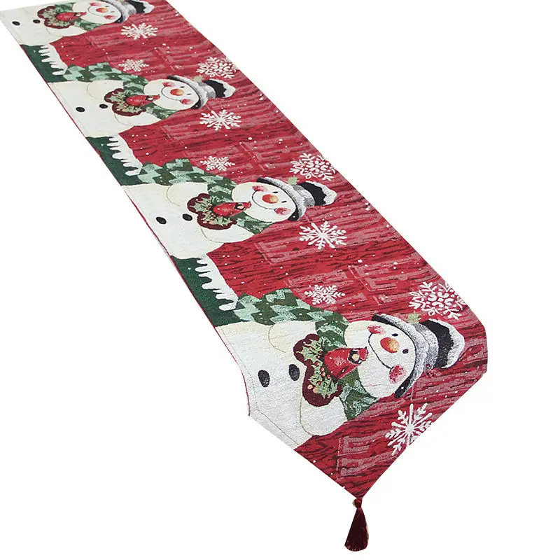 Customized Jacquard Quality  Woven Chriatmats Santa Table Runner Tapestry Placemat