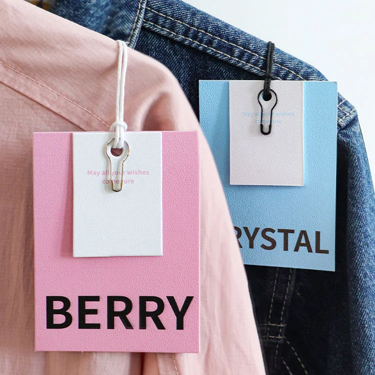 Custom Private Brand Logo Clothing Garment Hang Paper Hangtag Clothes Size Tags Sale Price Labels Swing Tags