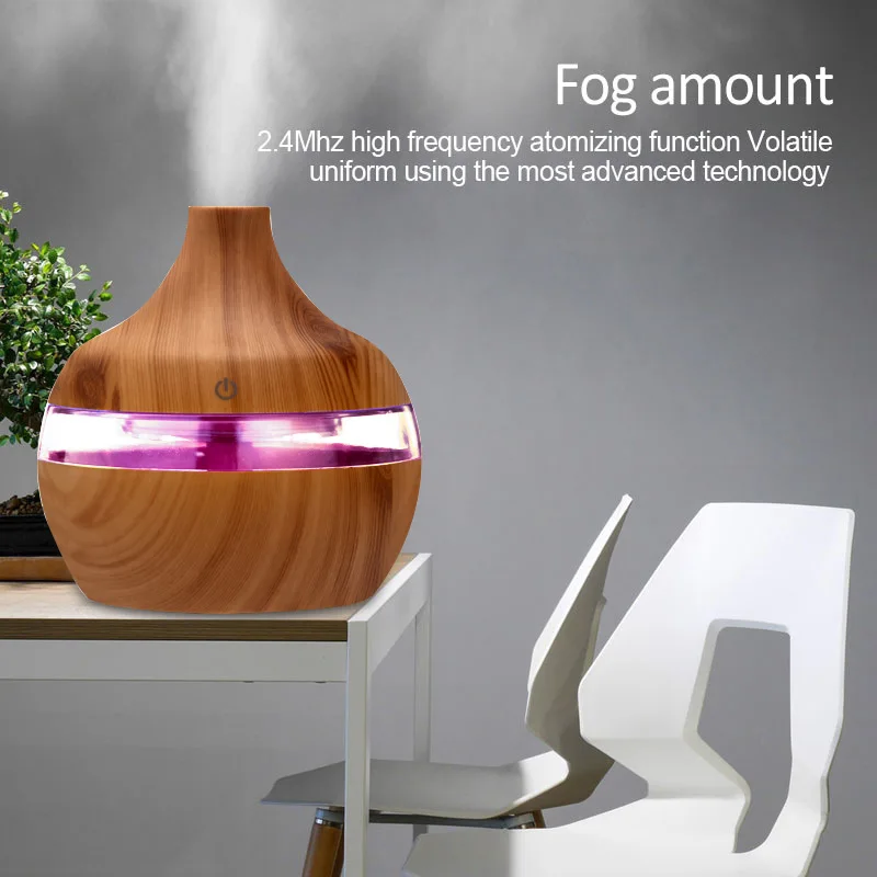 300ML USB design Electric desk Aroma Diffuser Mist Wood Grain Oil Aromatherapy  led light  Air Humidifier