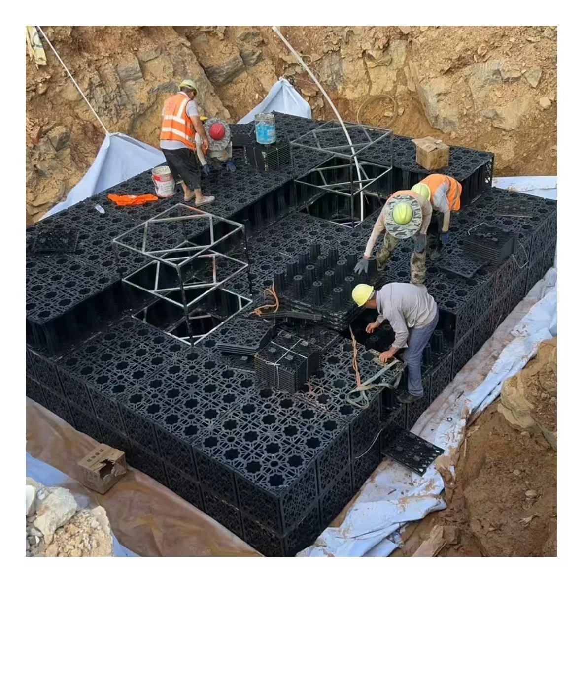 Interlocking underground stormwater attenuation tank system for residential house car parks flood mitigation